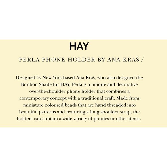 NWT HAY Perla Phone Holder by Ana Kraš in "Milk" Cream and Midnight Blue Beads - Picture 8 of 16